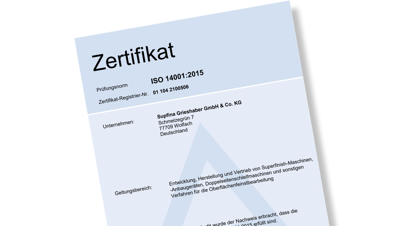 Zertifizierung nach<br />DIN EN ISO 14001