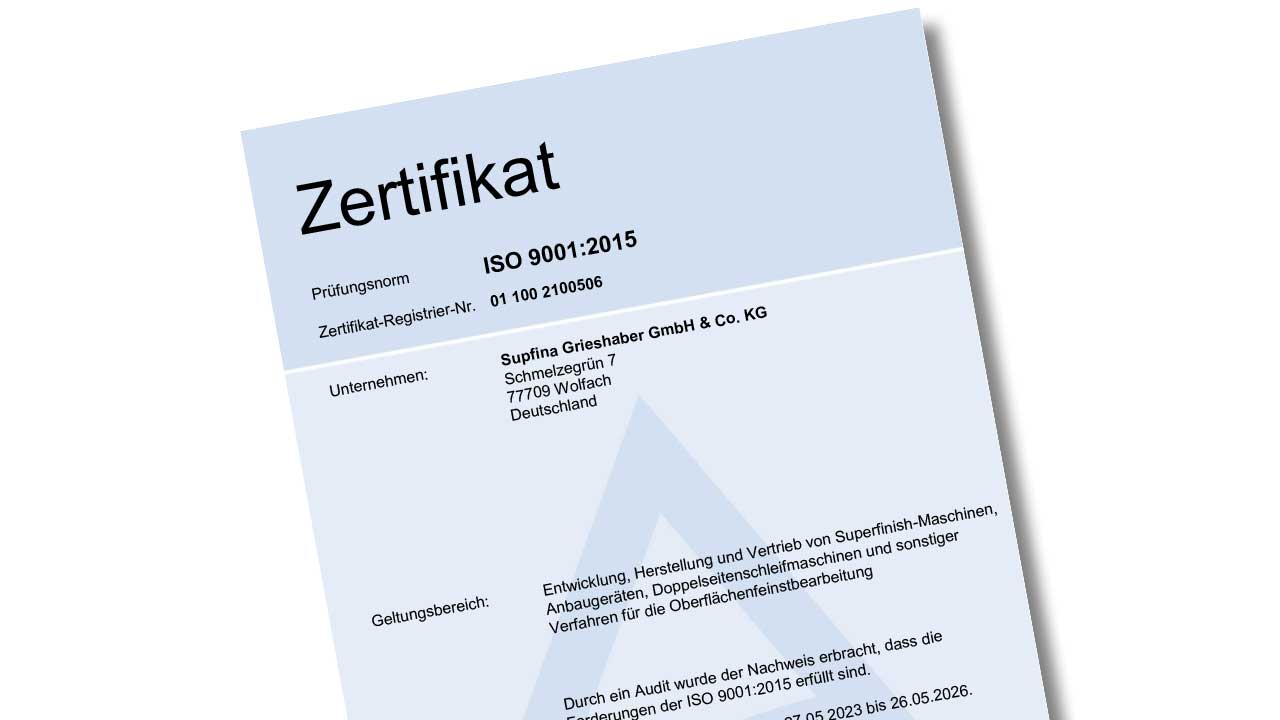 Zertifizierung nach<br />DIN EN ISO 9001